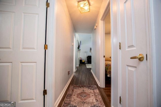 hall featuring dark hardwood / wood-style floors