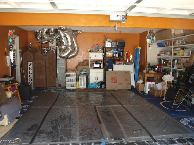 garage with a garage door opener