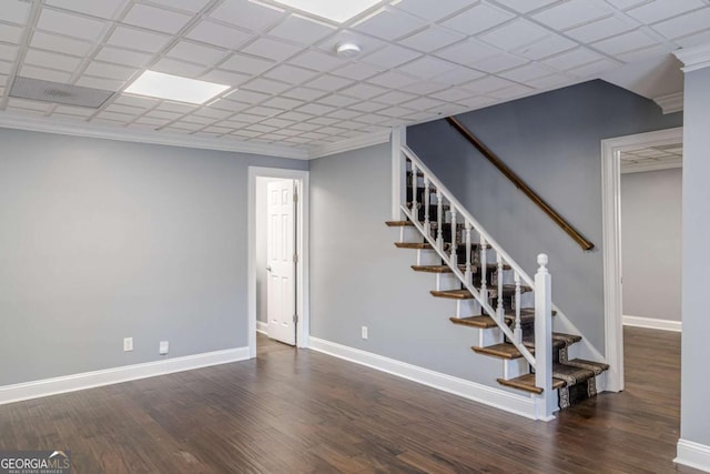 3847 Admiral Dr, Chamblee, GA 30341 - stairs with wood finished floors and crown molding