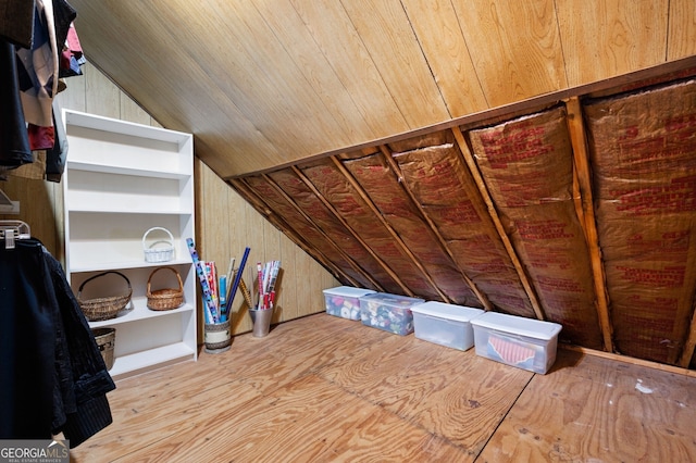 view of unfinished attic