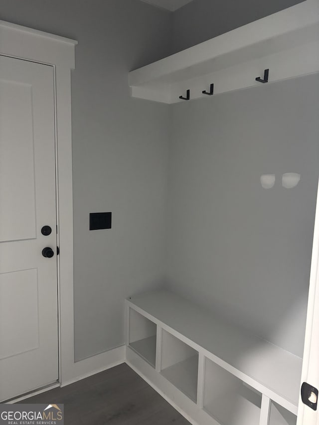 mudroom featuring dark hardwood / wood-style flooring