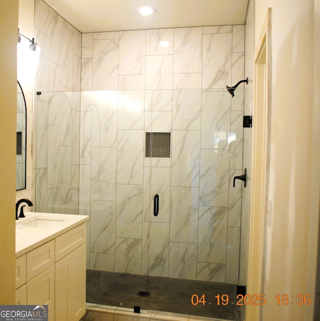 133 Old Alabama Rd SE, Emerson, GA 30137 - full bathroom with vanity, a stall shower, and recessed lighting