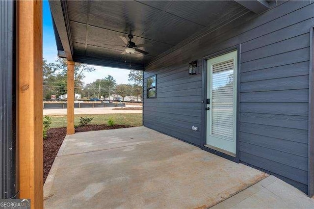 view of patio with a ceiling fan