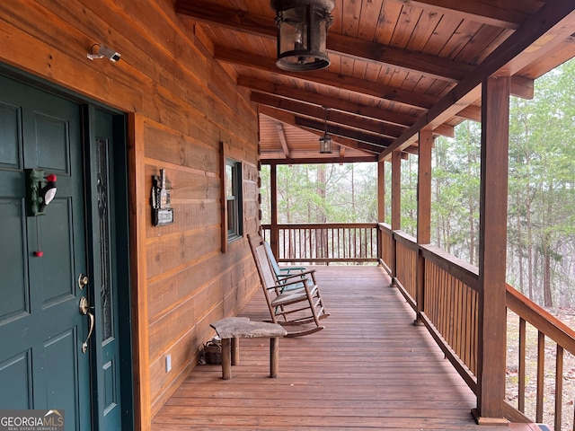 deck with a porch