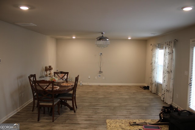 dining room featuring dark wood-type flooring