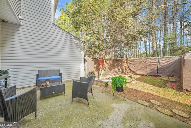 view of patio featuring an outdoor hangout area