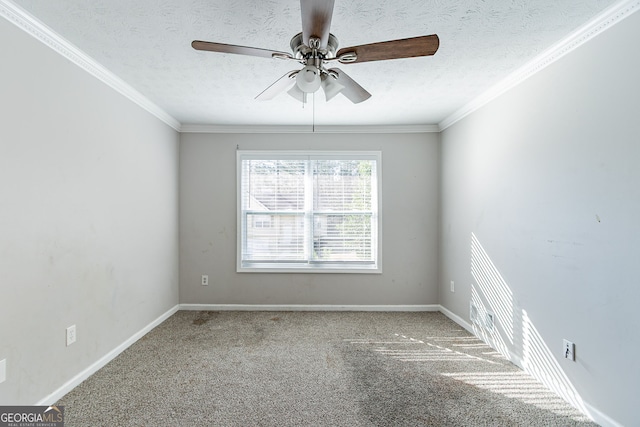5876 Old Wellborn Trce, Lithonia, GA 30058 - empty room featuring ceiling fan, carpet floors, a textured ceiling, and ornamental molding