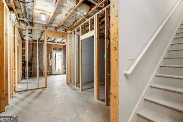 below grade area with stairway