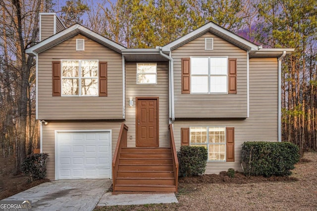 bi-level home with a garage