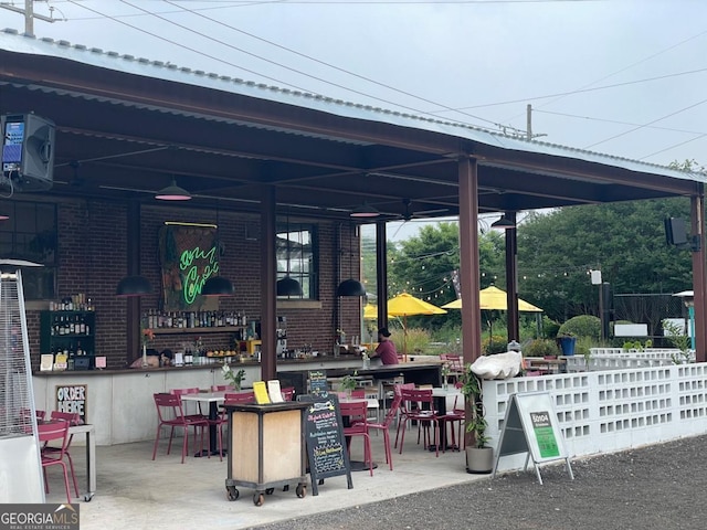 view of patio / terrace featuring a bar