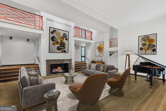 living room with hardwood / wood-style flooring