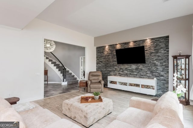 living room with wood-type flooring