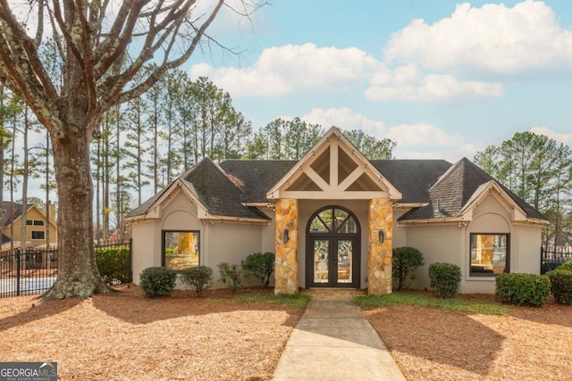 view of front facade with french doors