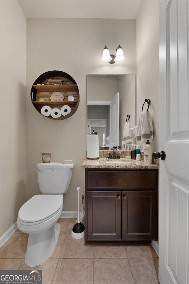 bathroom with tile patterned floors, vanity, and toilet