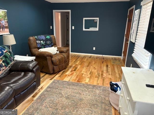 living room featuring light wood-type flooring