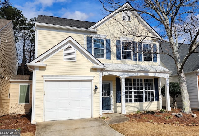 view of front of home featuring a garage