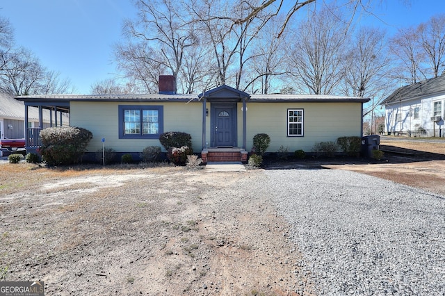 view of single story home