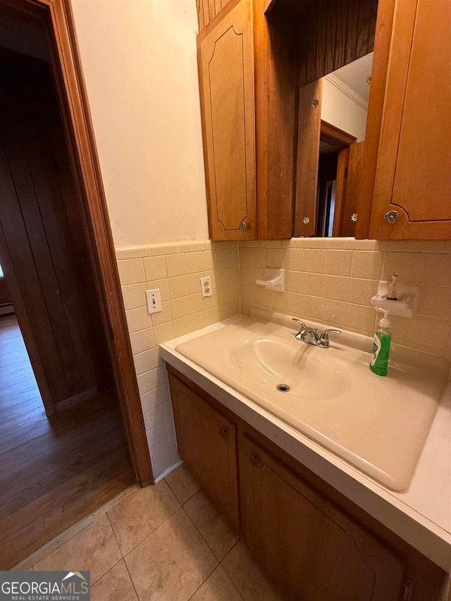 bathroom featuring vanity and tile patterned floors