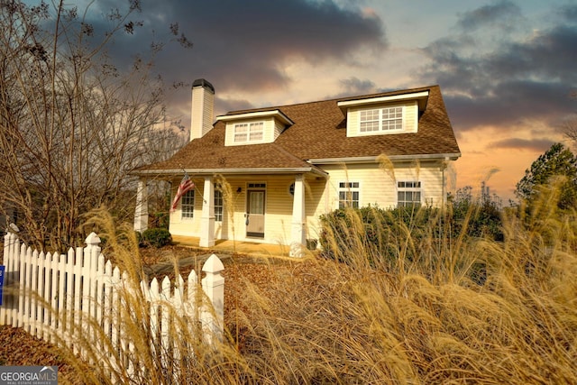 view of front of home featuring covered porch