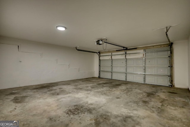 garage with a garage door opener