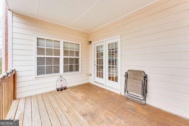 wooden terrace with french doors