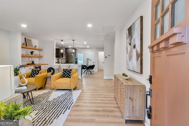 living room featuring light hardwood / wood-style floors