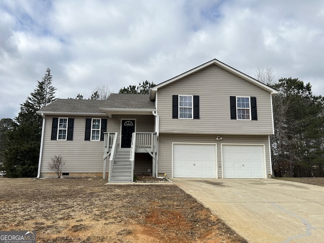 split level home with a garage