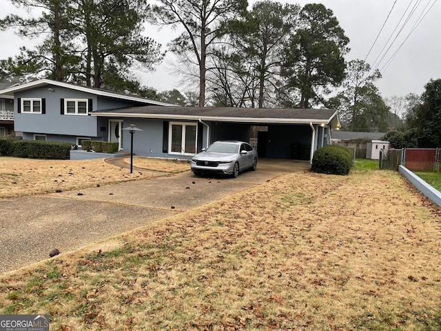 split level home with a carport