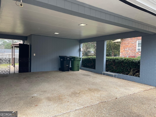 exterior space featuring a carport