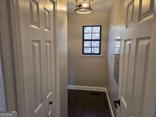 hall featuring dark hardwood / wood-style flooring