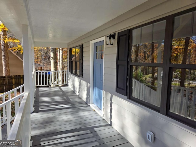 wooden deck with a porch