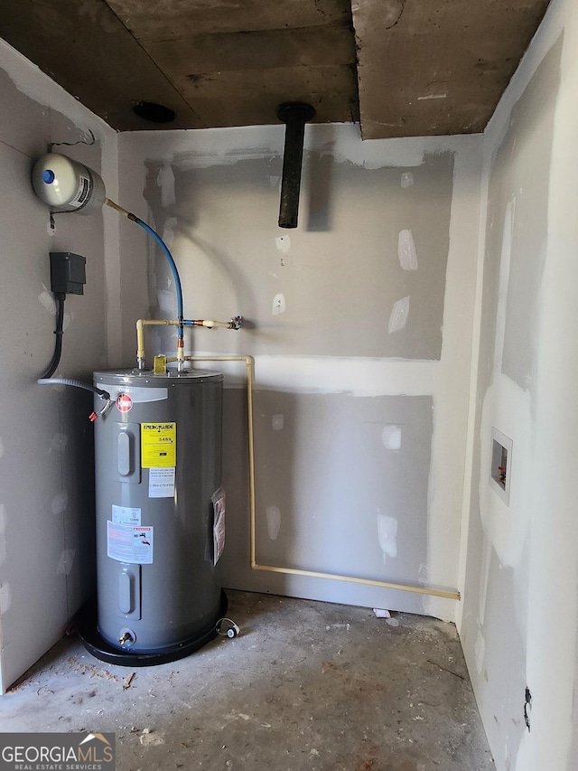 utility room with water heater