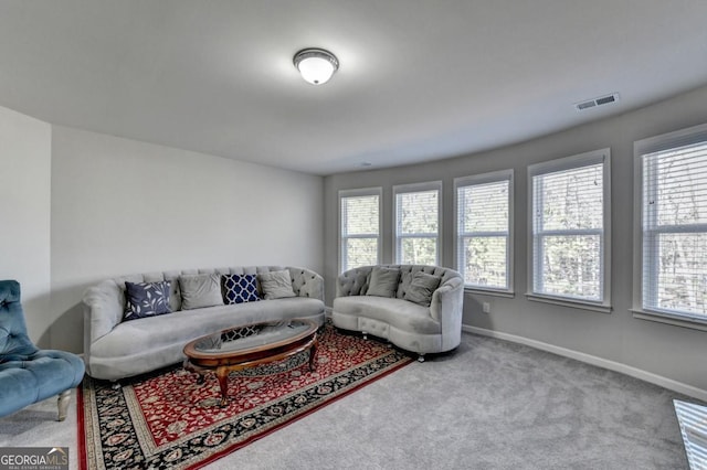 living room with carpet