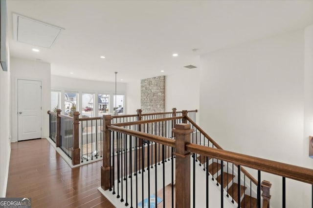 hall featuring dark hardwood / wood-style flooring