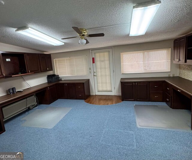 123 Blount St, Reidsville, GA 30453 - kitchen featuring dark brown cabinets, a ceiling fan, and built in study area