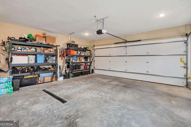 garage with a garage door opener