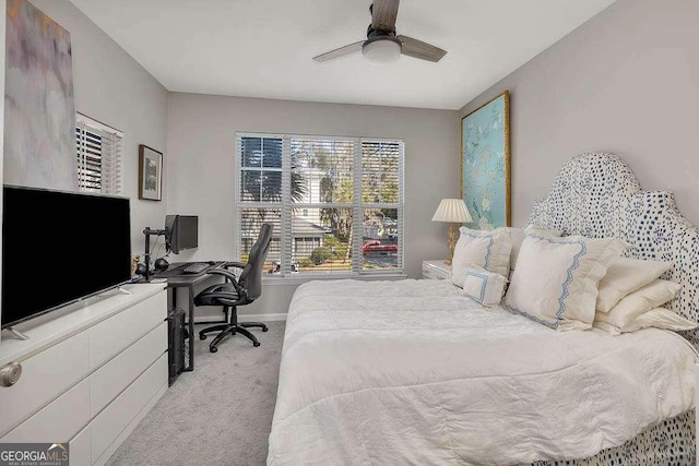 1704 Frederica Rd Unit 325, Saint Simons, GA 31522 - carpeted bedroom featuring an office area, a ceiling fan, and baseboards