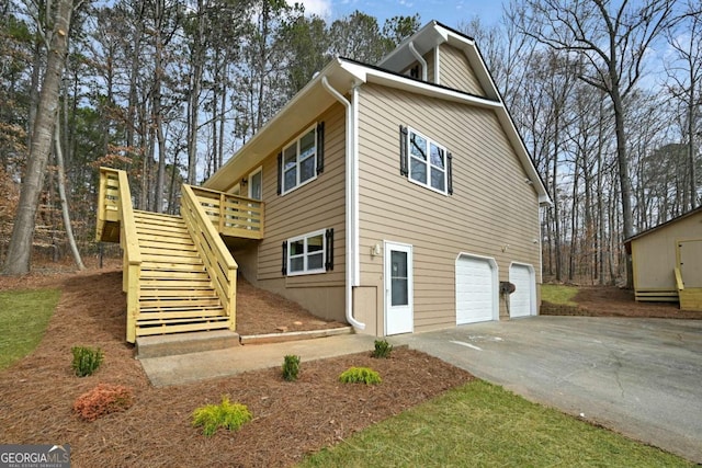 view of home's exterior with a garage