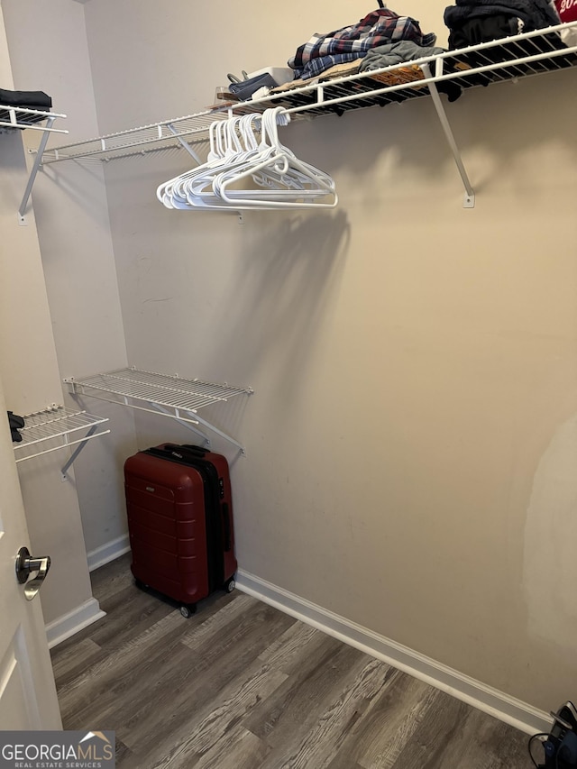 spacious closet with wood finished floors