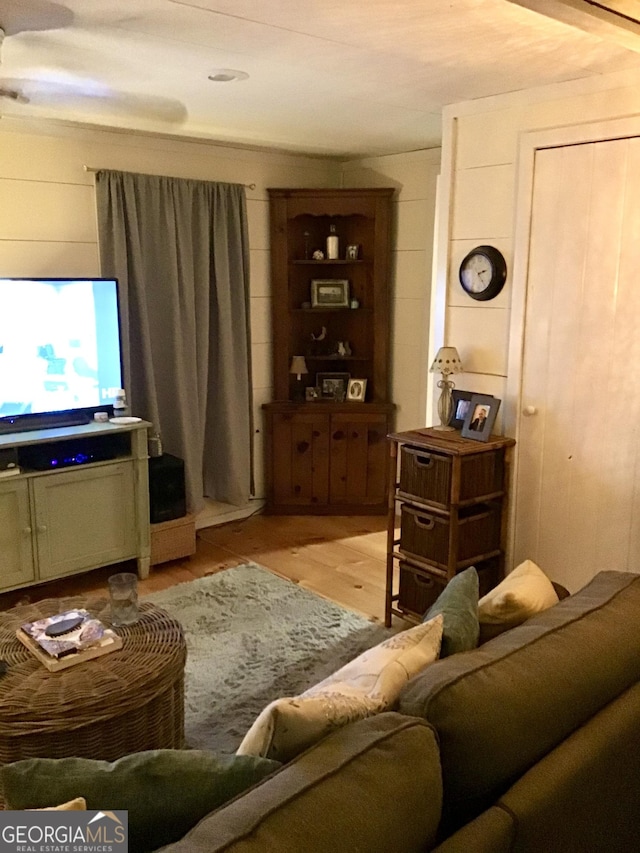 living room with light hardwood / wood-style floors