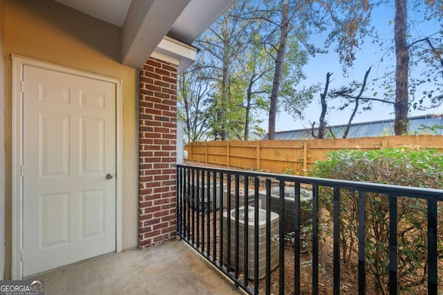 balcony featuring central AC