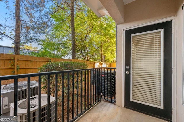 balcony featuring central AC