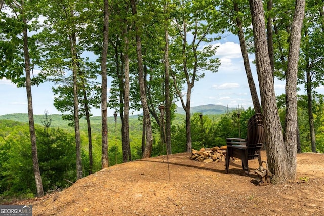 exterior space featuring a mountain view