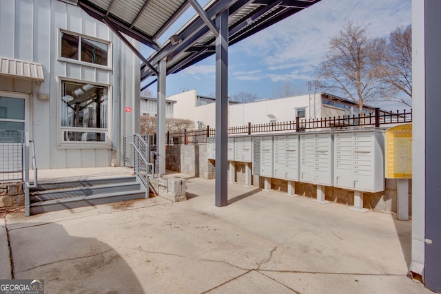 view of patio / terrace with mail boxes