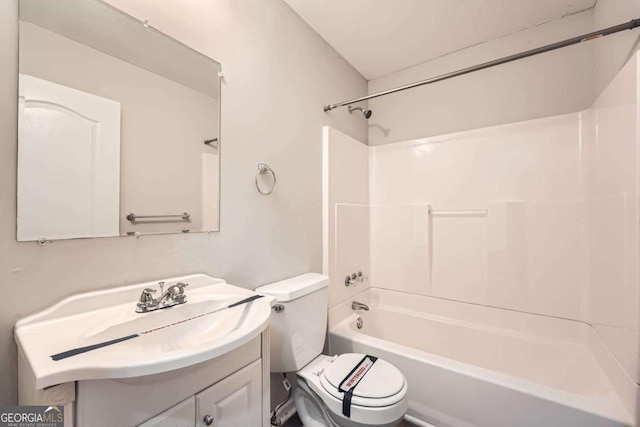 full bathroom with vanity, toilet, and shower / bathing tub combination