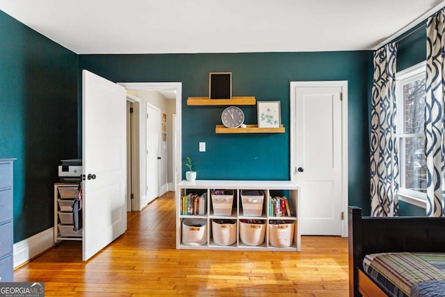 interior space with light hardwood / wood-style flooring