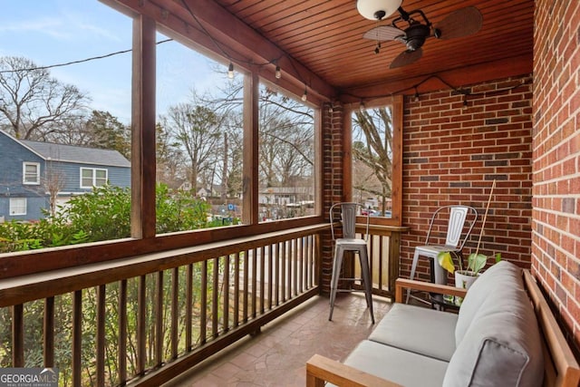 balcony with ceiling fan