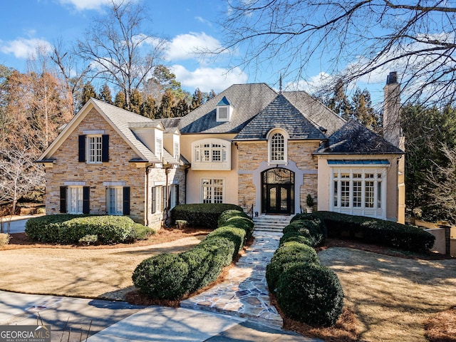 view of front facade featuring french doors