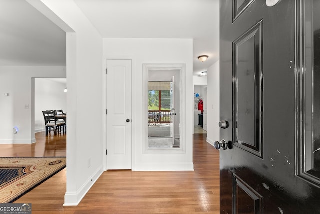 entrance foyer with light hardwood / wood-style floors