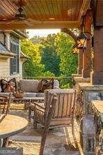 balcony with ceiling fan